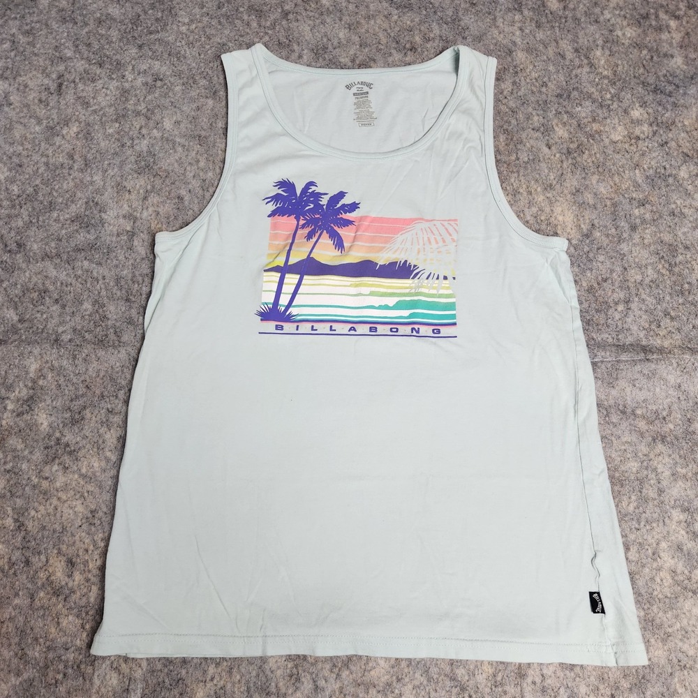 Billabong Tank Top Mens Medium Blue 100% Cotton Wave Washed